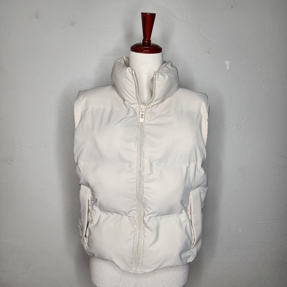 ZARA Sleeveless Puffer Vest Light Beige Size Small - Picture 7 of 10